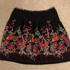 Notations Black Skirt with Floral Design